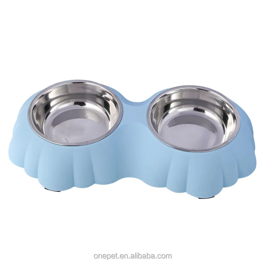 Puppies Dog Double Bowls Removable Pet Food Water Feeder Double Bowl for Puppy