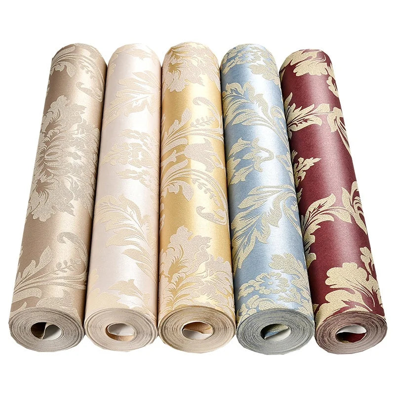 Vintage French Damasks High Quality Textured Non Woven Wallpaper Wall Paper Luxury Modern Floral Wallpaper Gluing