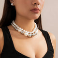 2024 Fashion Jewelry Hip-hop Punk Exaggerated Large Beads Fashionable Short Necklaces Choker Punk Pearl Choker Necklace Women