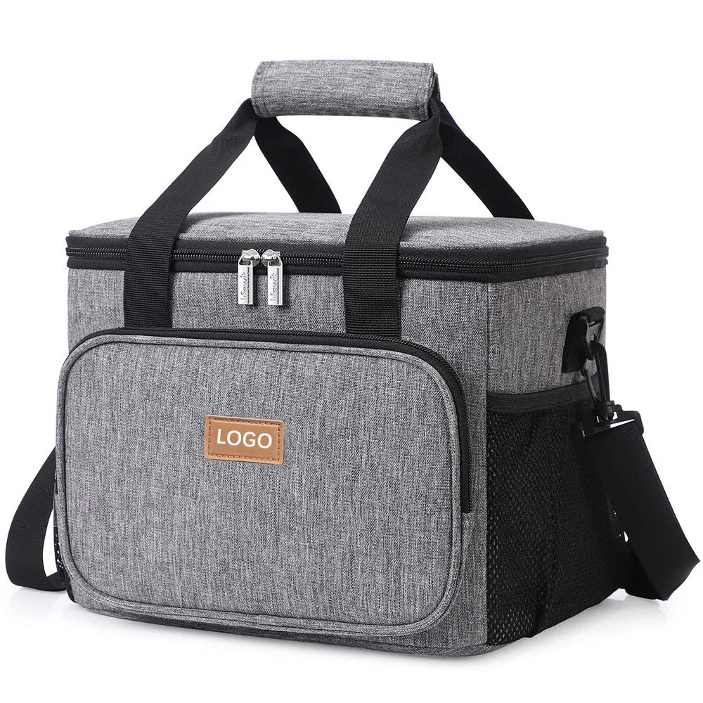 Reusable 15L 24L Insulated Picnic Thermal Food Aluminum Foil Tote Large Lunch Box Oxford Lunch Cooler Bag With Shoulder Strap