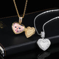 Men Hip Hop Jewelry Gold Plated Cubic Zirconia Heart Pendant Custom Photo Pendant Necklace