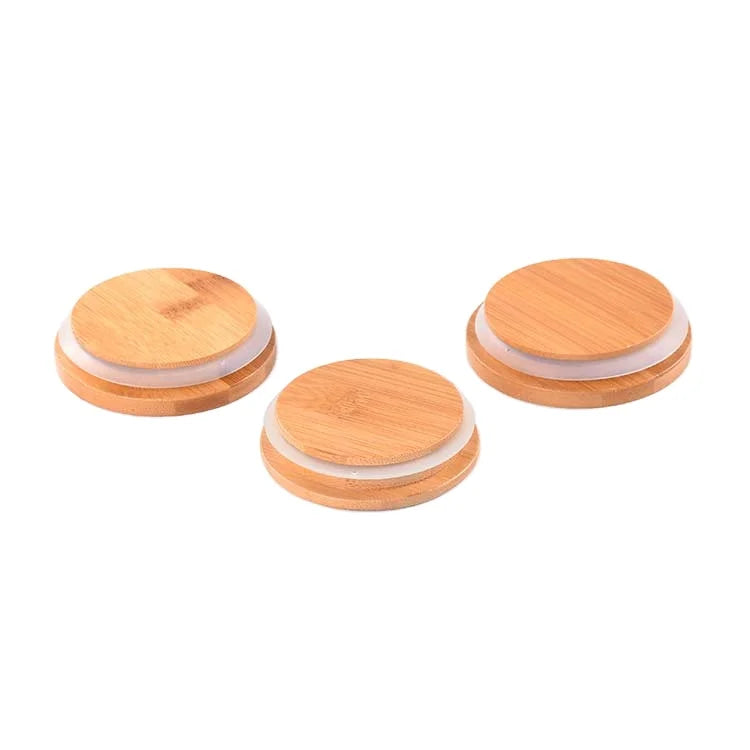 Hot Sale Glass Storage Jar with Silicone Ring and Wooden Lid Bamboo Cover for Storage & Organization