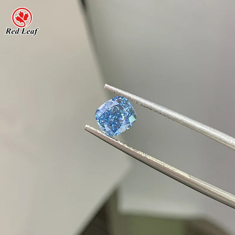 Redleaf IGI Certificate Fancy Blue Color Lab Grown Diamond 1CT 2CT 3CT Square Cushion Cut CVD Lab Created Diamond for Ring