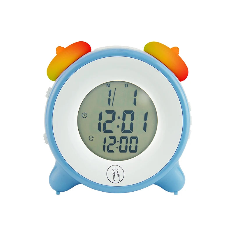 EMAF Kids Bedroom Home Decor Night Light Electronic Digital Kids Desk Table LCD Electronic Alarm Clock with Colorful Backlight