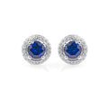 Hot Sale Fancy Earring Small Round Trendy Sapphire Earrings 925 Sterling Silver Studs Earring for Girls and Women Set