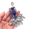 Custom LOGO Blue and White ZPB Greek Zeta Phi Beta Sorority Elegant Pearl Brooch Pin 1920 Alpha Letter Rhinestone Brooch Pin