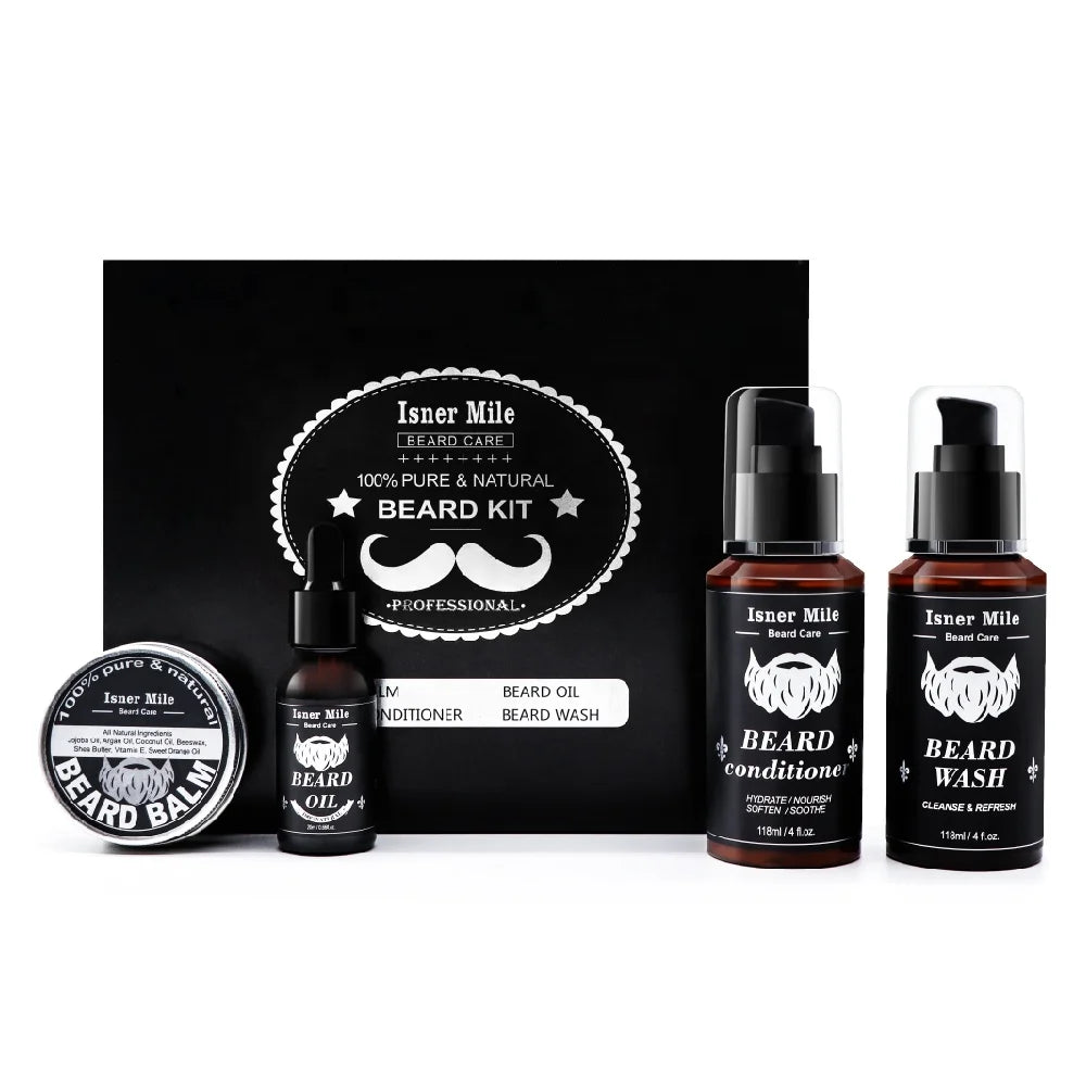 Men's Beard Grooming Kit 4pcs Beard Growth Kit With Beard Oil Conditioner Wash and Balm MegaBDM