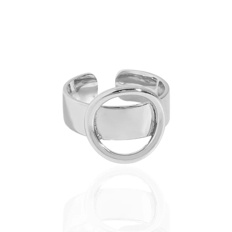 S925 Sterling Silver Geometric Circle  Band Ring Boho Open Rings for Women Stackable Adjustable Ring Gift for Her