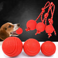 Custom Logo and Packaging Rubber Dog Ball Training Solid Dog Chew Ball Red Dog Rope Ball