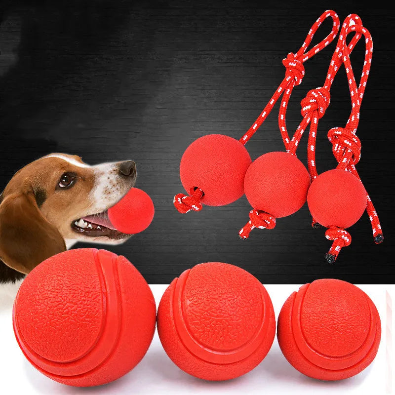 Custom Logo and Packaging Rubber Dog Ball Training Solid Dog Chew Ball Red Dog Rope Ball