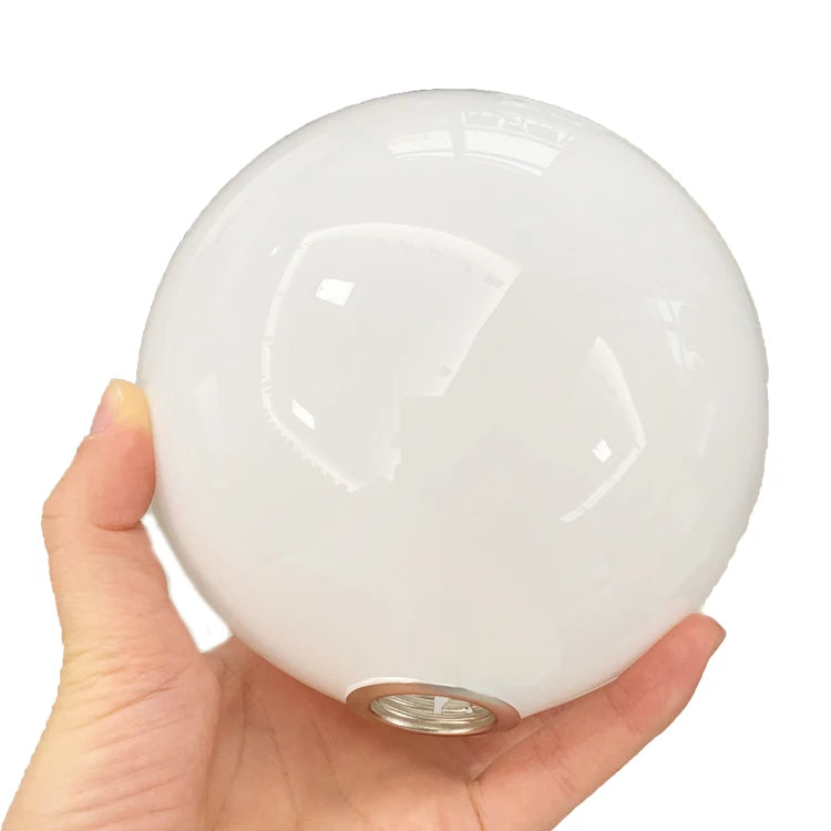 Mouth Blown 60mm 100mm 120mm Opal Shiny Glass Ball Lampshade Milk White Glass Lamp Shade With G9 Metal Thread for Pendant Light