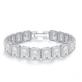 Trendy ODM Bulk Fashion Hand Link Rhodium Plated Classic Square CZ Zircon Women Tennis Chain Tennis Bracelet