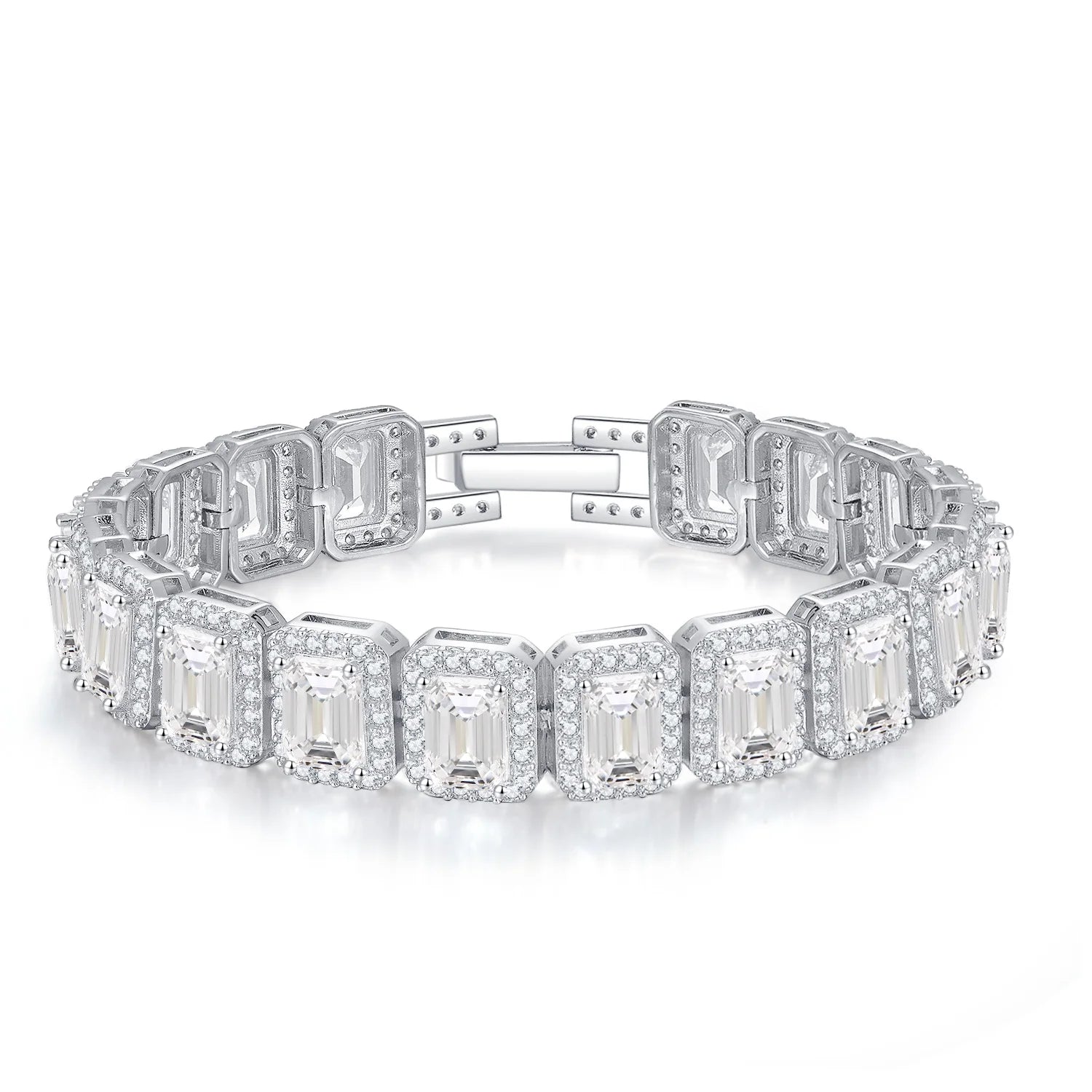Trendy ODM Bulk Fashion Hand Link Rhodium Plated Classic Square CZ Zircon Women Tennis Chain Tennis Bracelet