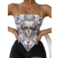 Women Summer Crop Top Sexy Backless Paisley Print Asymmetrical Hem Tie Back Cami Top Ladies Holiday Clothes