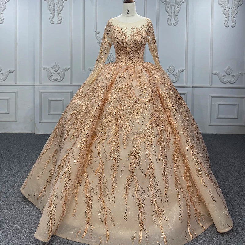 Crystal Formal Champagne Sequins Prom Evening Gown Dresses Jancember 9934