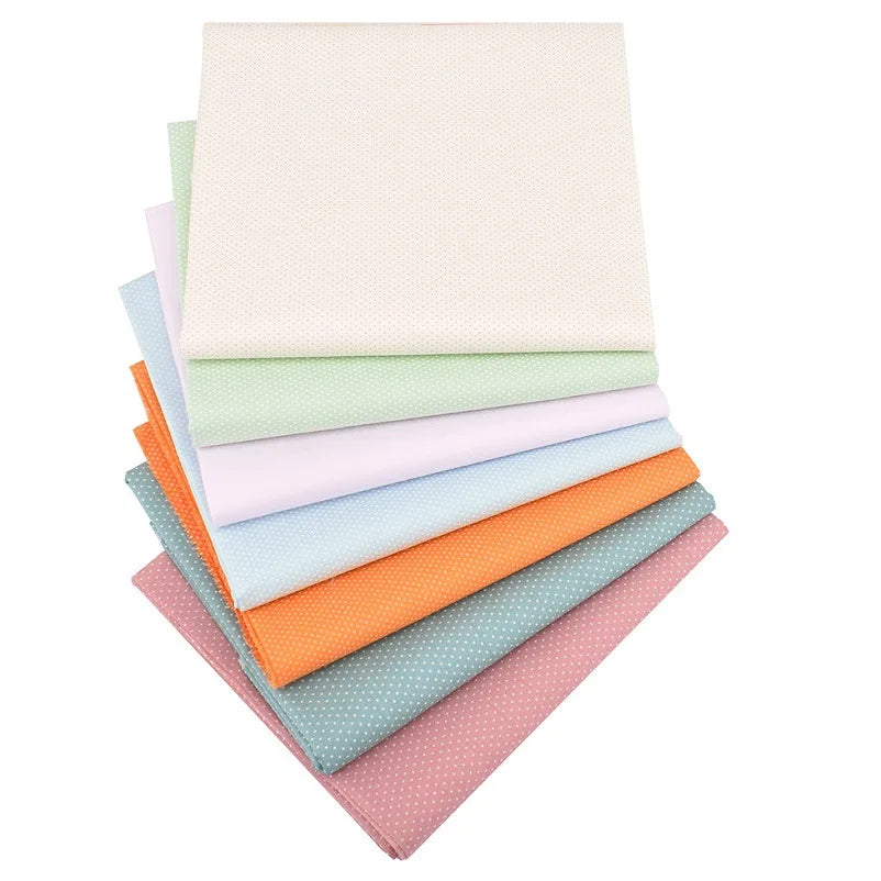 7pcs/lot No Repeat Pre-Cut Cloth Patchwork Fashion Dots Design Printed Cotton Squares Fabric Bundles Eco-Friendly High-quality