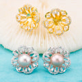 E010876 S925 Pearl Earring 925 Sterling Silver DIY 7-8mm Natural Freshwater Pearl Stud Earring for Women