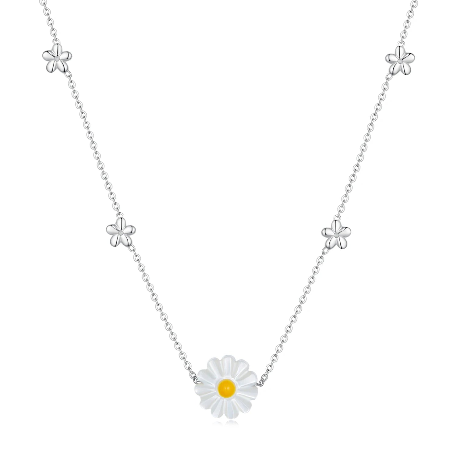 925 Sterling Silver Daisy Necklace for Women Fine Jewelry Silver Necklace Girl Wedding Valentine's Day Gift SCN494