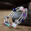Wholesale Natural Crystal Diy Solar System Healing Beads Gemstones Silver Braid Crystal Bracelets for Decoration of Sale