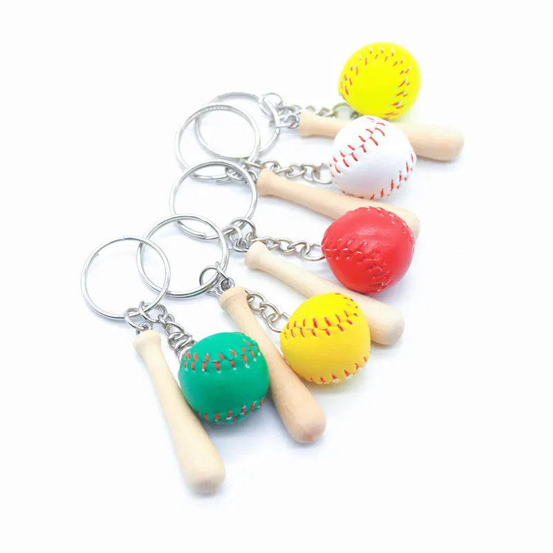 Cheap Simulation Baseball Bat Key Ring Sports Souvenir Promotional Mini Baseball Softball Keychain