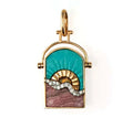 Milskye Personality Jewelry for Women Brass 18k Gold Pleated Double Sided Desert Flower Swinging Charm Pendant Necklace