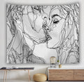 Creative Line Draw Abstract Blanket Wall Hanging Boho Decor Hippie Kiss Psychedelic Wall Tapestry