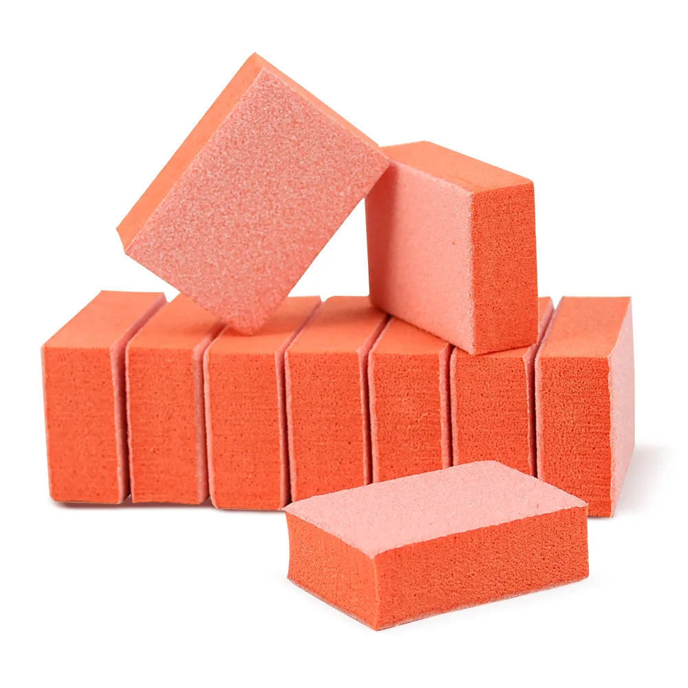 USA Free Shipping 7500Pcs/Carton Orange 2 Side Sponge 80/100 Disposable Sanding Block Mini Nail Buffer Block