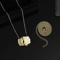 New Fashion Creative Design 14K Gold Initial Letter with Embossed Belt Buckle Extender Length Pendant Necklace