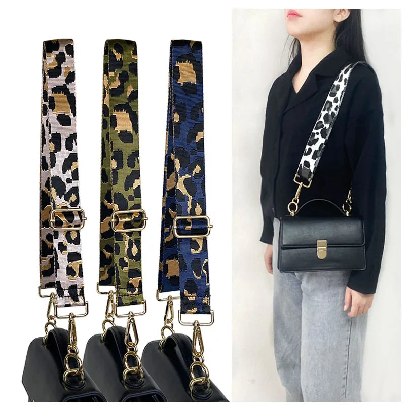 Meetee B-J211 3.8cm New Color Leopard Print Wide Shoulder Adjustable Diagonal Long Strap Bag Accessories