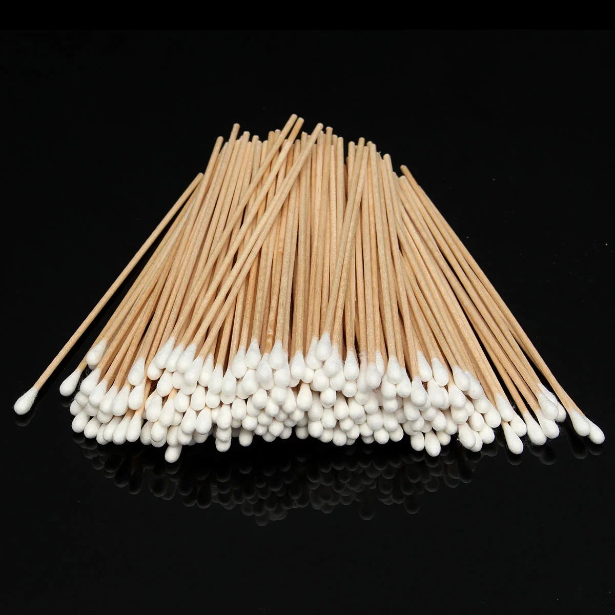 Oem Custom Disposable Long 6in Q-tips Cosmetic Makeup Eyeliner Remover Cotton Buds Swab Bamboo Stick