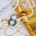 Chris April 316L Stainless Steel French Style Chunky Enamel Gold Hoop Earrings Tarnish Free