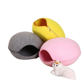 Fashion Egg Shape Small Animal Nest Dog Kennel Pet Felt Bed Cat Bed Cave Cat House