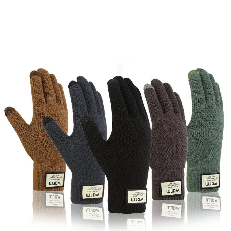 2026 New Design Winter Outdoor Warm Men's Cycling With Able to Touch Screen Thickened Windproof Knit Gloves
