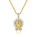 JINSE Jewelry Solid Gold Plated Hip Hop Indian Chief Pendant Necklace Pendant Necklace Men