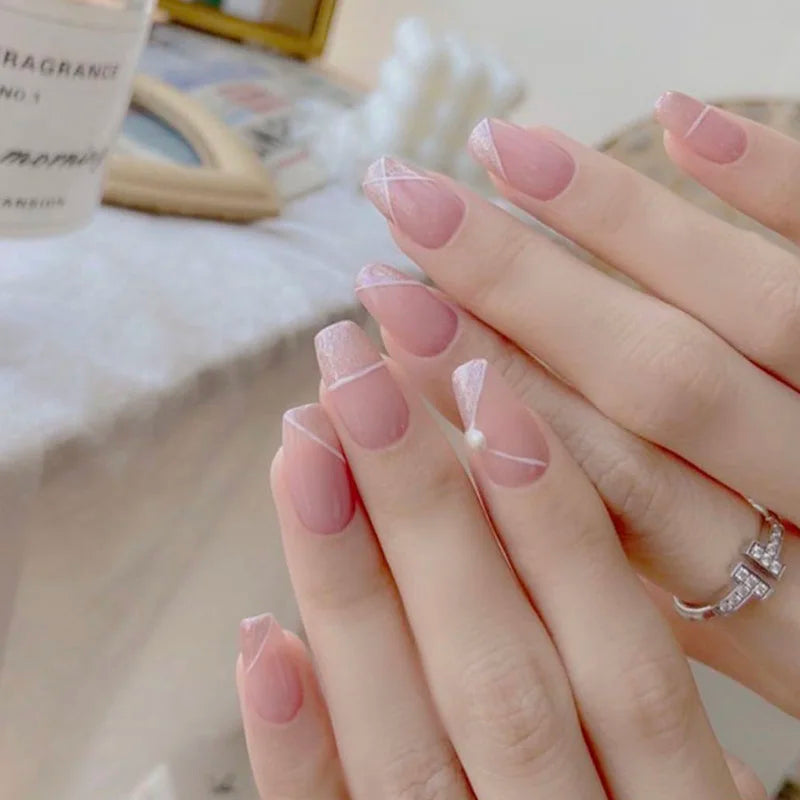 D-51 Japanese Style Silver Scattering 2024 New Design OEM Press on Nails Wholesale