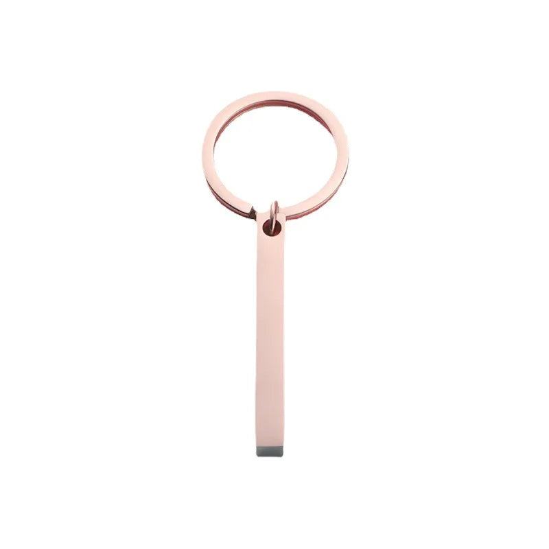 Promotion Custom Logo 3D Strip Bar Blank Keychain Stainless Steel Bar Keychain Cuboid Key Pendant