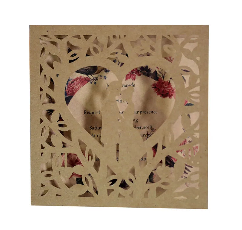 Hot Sale Laser Cut Bride and Groom Greeting Cards With Envelope Customized Party Quinceanera Invitations Laser Cut