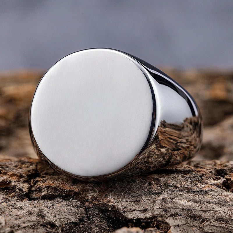 18mm Hip Hop Rapper Personalized Custom Simple Minimalistic Geometric Round Stainless Steel Finger Ring Man Women