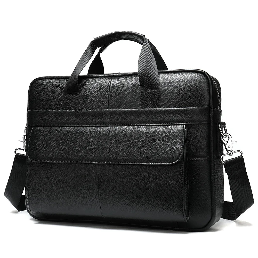 New Custom Logo Genuine Leather Casual Soft Briefcase Men Single Shoulder Messenger Bag Business Large-capacity Laptop Bag