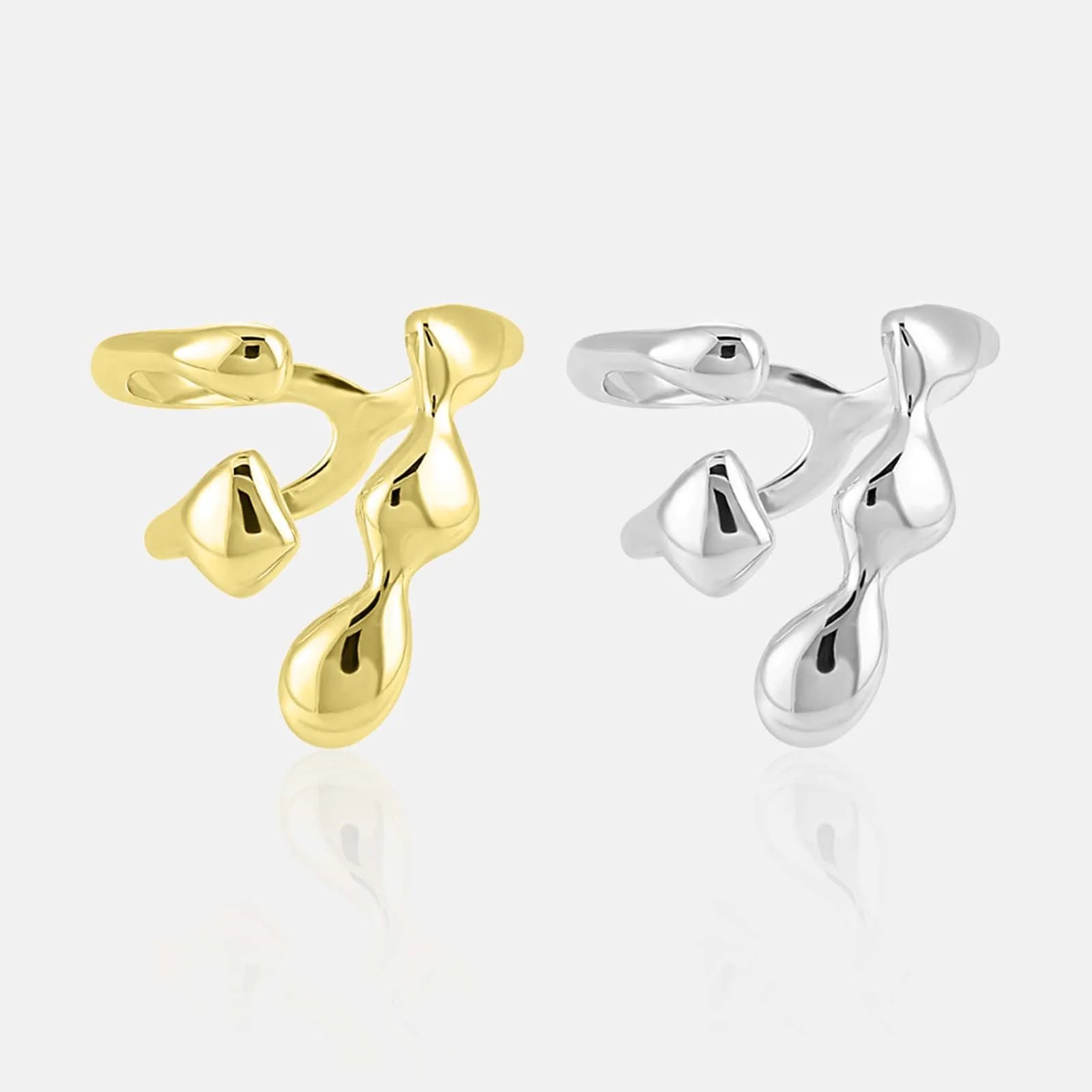 FUAMAY Fashion Simple 925 Sterling Silver Ring Irregular Geometric Multi-Layer Ring