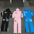 Custom Tracksuits Men Zip up Hoodies Distressed Acid Wash Vintage Screen Print 100% Cotton Flare Sweatpants and Hoodie Set