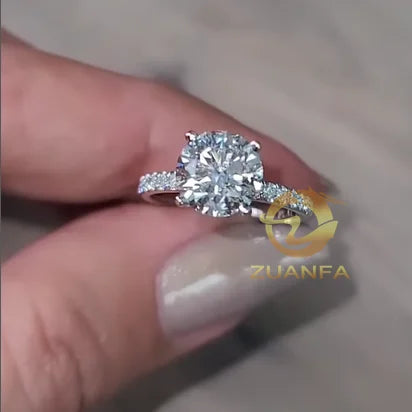 1 Carat Round Brilliant Cut Soliatire Engagement Ring Moissanite Diamond Ring Women Jewelry 4 Prong Half Eternity Promise Ring
