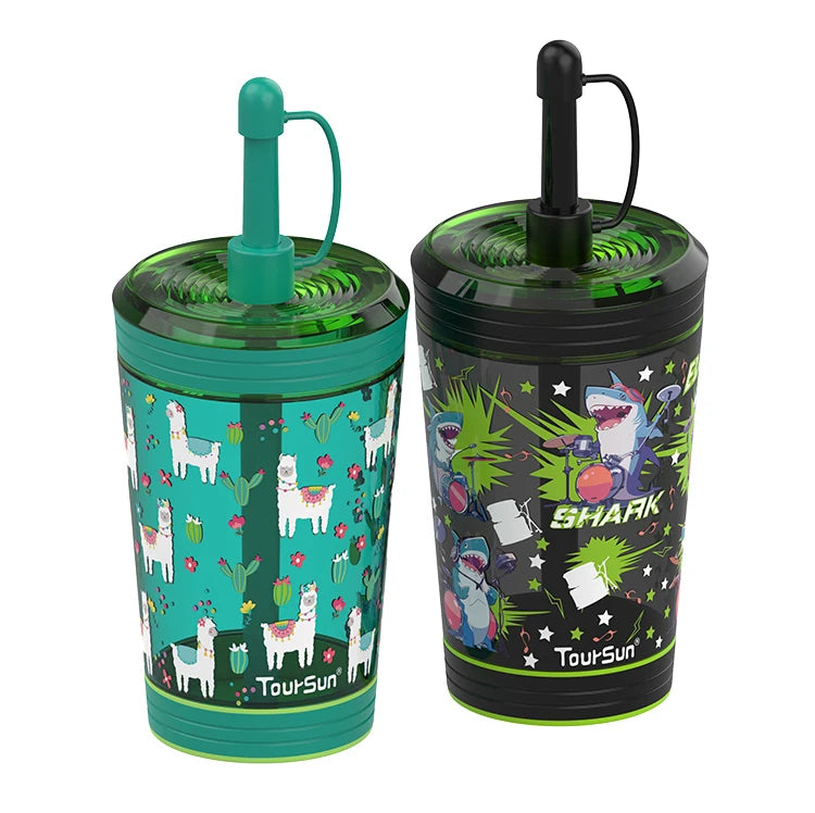 Wholesale Children Bottle for Outdoor Travel School Cute Cartoon Animal Kids Plastic Water Bottle With Straw