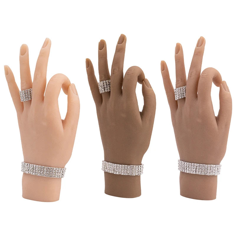 Felice FNPH-010 Professional Liquid Silicone Rubber Nail Training Practice Hand-Flexible Bendable Nails 6 Kinds Left/Right Style