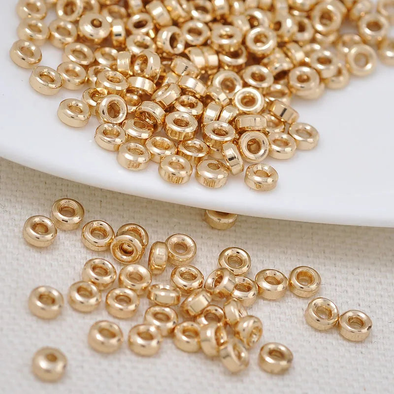 4*2*1.5mm Copper Smooth Round Spacer Bead Wheel Bead for DIY Jewelry Making 4mm 5mm