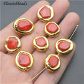 Trendy Red Coral Round Irregular Shape 16mm Gold Plating Loose Beads for Jewelry Necklace Bracelet Making