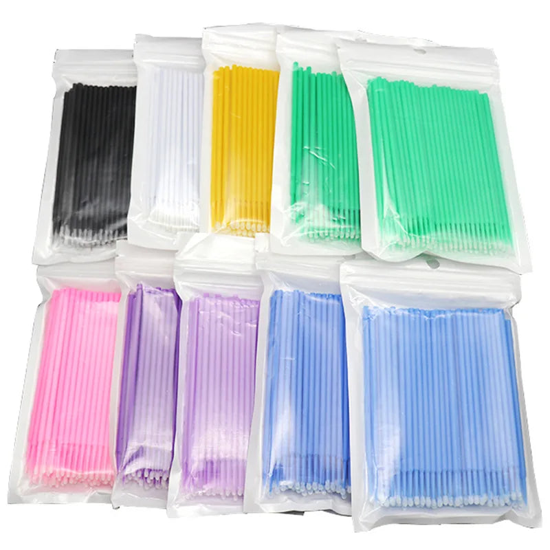 100pcs Applicator Pale Resin Oral Plastic Cotton Lab Adhesive Dental Micro Extension Stick Brush Microbrush Lash Eye Wand Swab