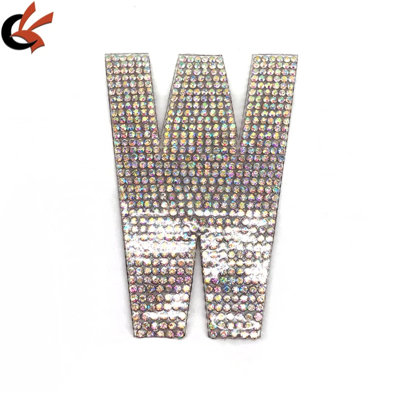 Large Rhinestone Sparkle Letter Patch Patches Iron on Alphabet Embroidery Sheet