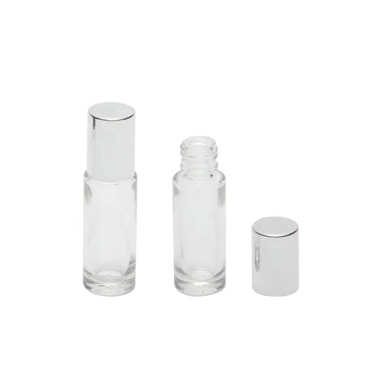 Wholesale 4ml 5ml 10ml Round Empty clear Glass Roll on Bottle Essential Oil Roller Bottle With Ball