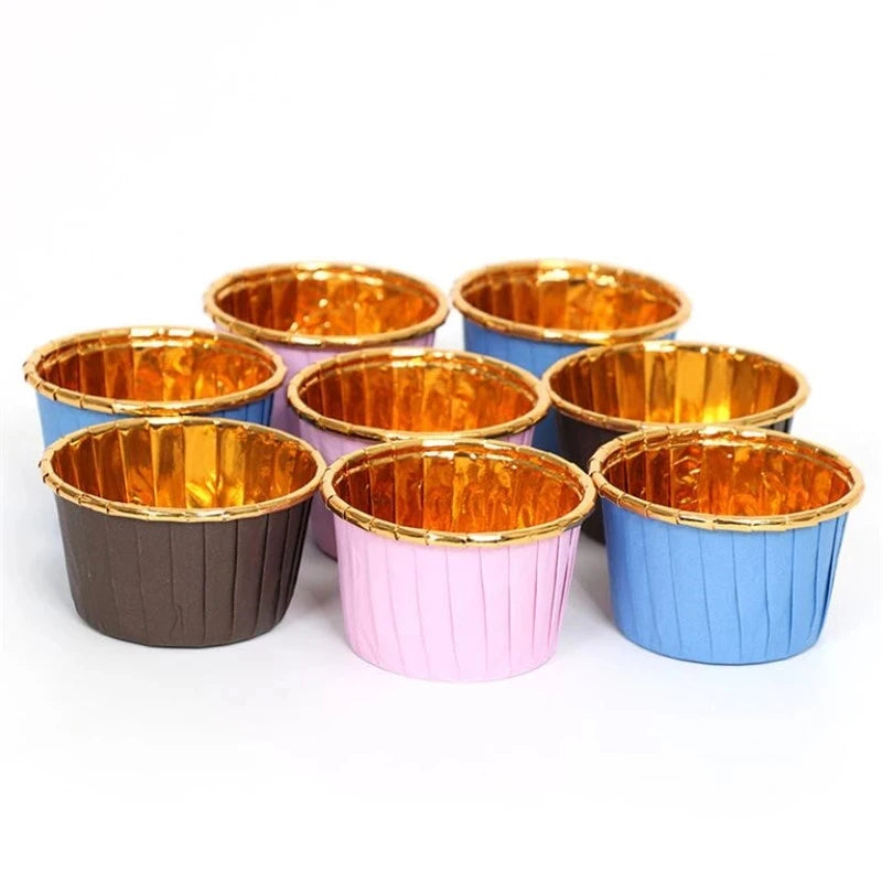 Aluminum Foil Cupcake Cups Disposable Muffin Liners  Baking Cups Cupcake Tip Pan Ramekin Holders Little Pudding Cups
